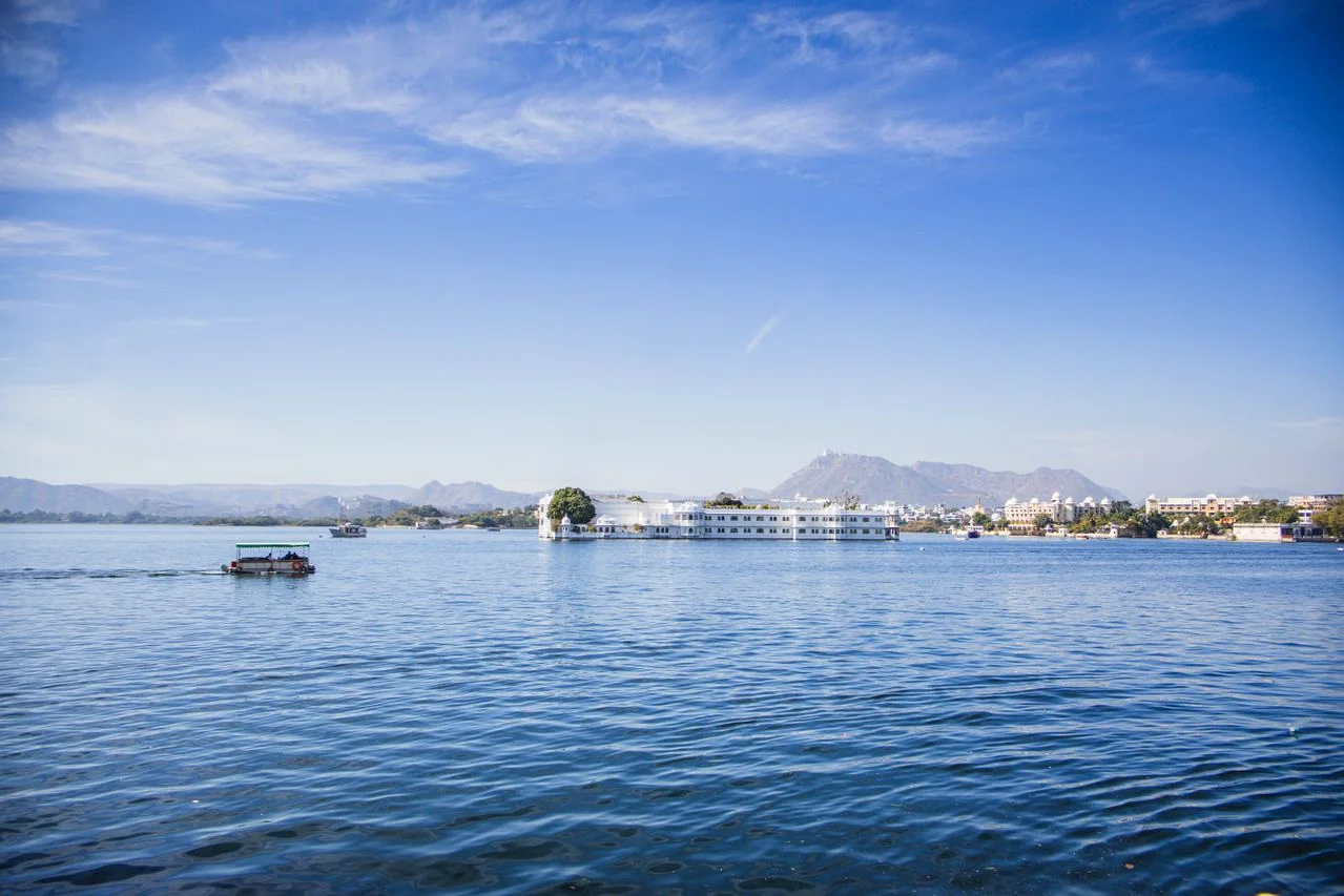 Lake Palace surrounded by Lake Pichola in Udaipur
