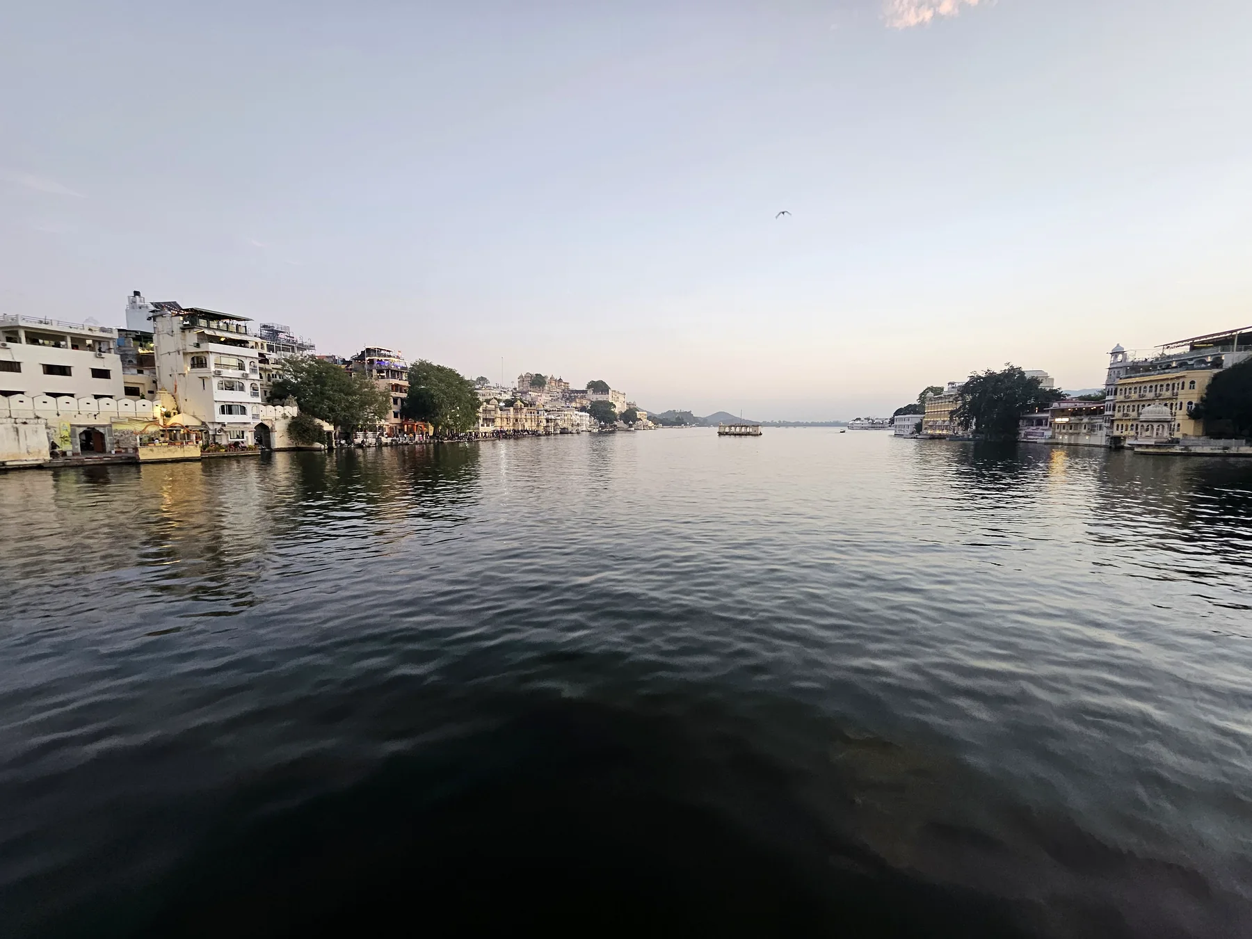 Evening view across Lake Pichola in Udaipur