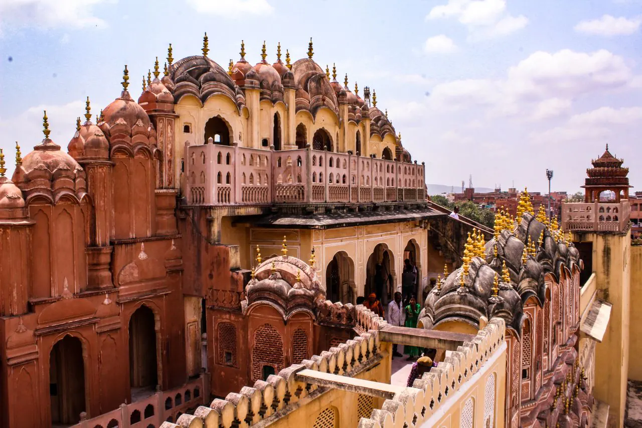 Historic palace architecture inside Hawa Mahal in Jaipur