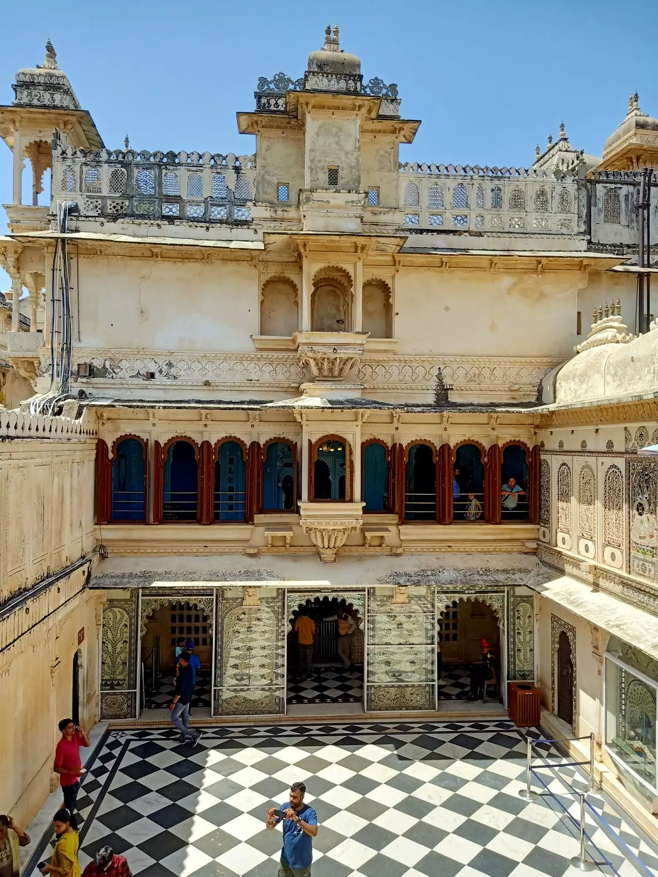 Ornate courtyard inside City Palace Udaipur